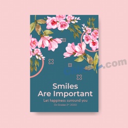 水彩花卉插画矢量卡片设计